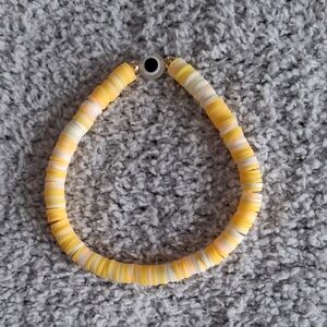Yellow & Cream Heishi Disk Beaded Bracelet